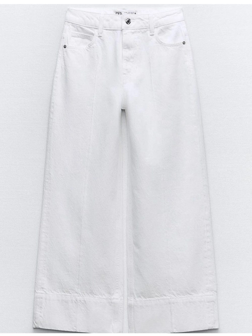 Zara White Wide Leg Jeans - Flare Silhouette